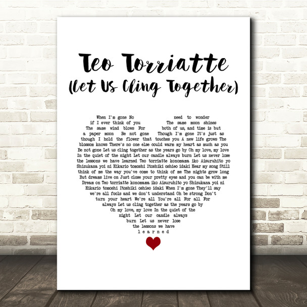 Queen Teo Torriatte (Let Us Cling Together) White Heart Song Lyric Quote Music Print