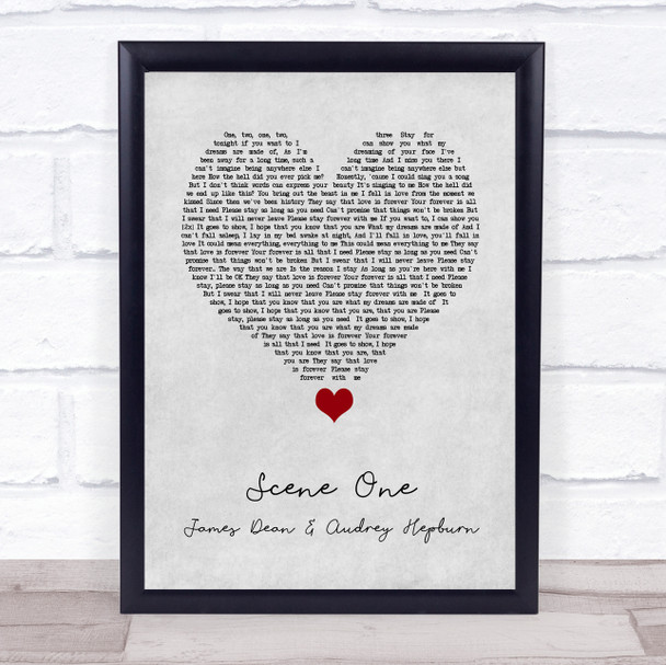 Sleeping With Sirens Scene One James Dean & Audrey Hepburn Grey Heart Song Lyric Quote Music Print