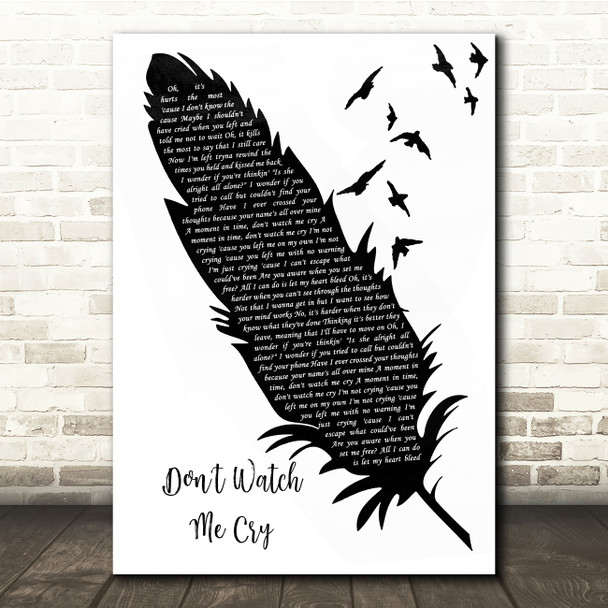 Jorja Smith Don't Watch Me Cry Black & White Feather & Birds Song Lyric Quote Music Print