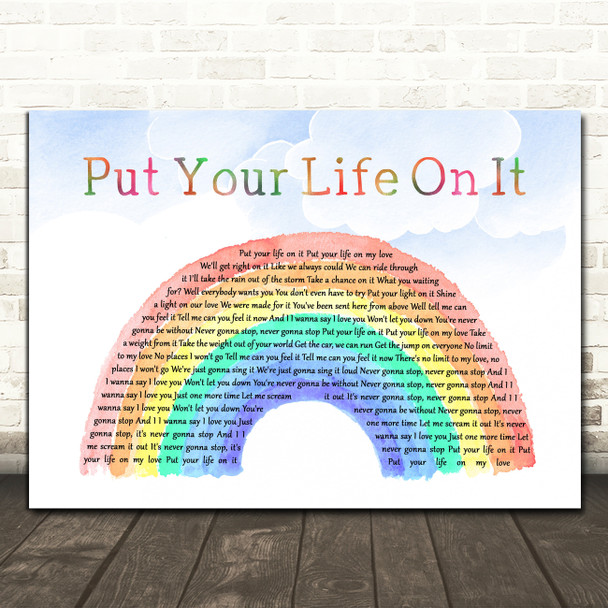 Kasabian Put Your Life on It Watercolour Rainbow & Clouds Song Lyric Quote Music Print