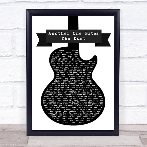 Queen Another One Bites The Dust Black & White Guitar Song Lyric Quote Music Print
