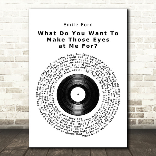 Emile Ford What Do You Want To Make Those Eyes at Me For Vinyl Record Song Lyric Quote Music Print