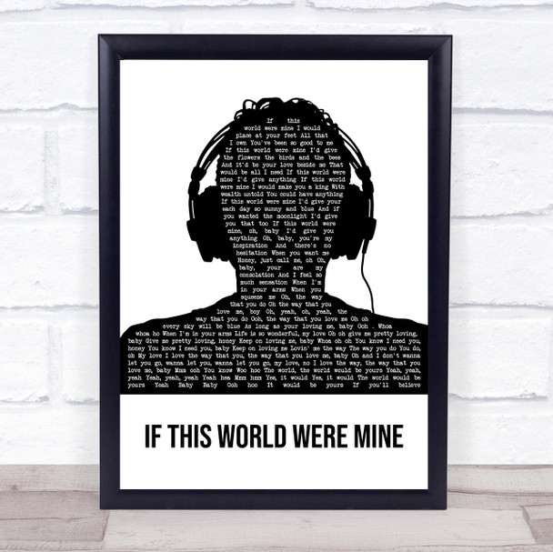 Luther Vandross If This World Were Mine Black & White Man Headphones Song Lyric Quote Music Print