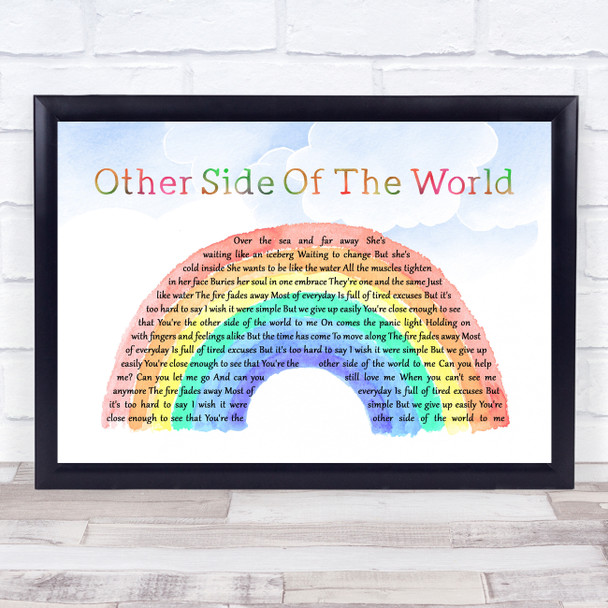 KT Tunstall Other Side Of The World Watercolour Rainbow & Clouds Song Lyric Quote Music Print