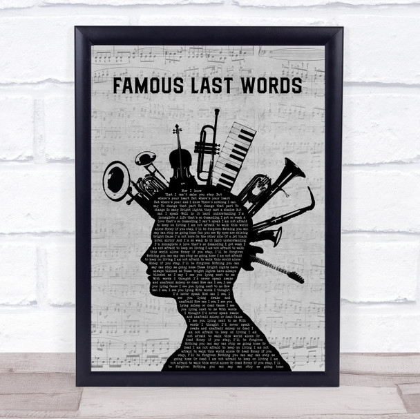 My Chemical Romance Famous Last Words Musical Instrument Mohawk Song Lyric Quote Music Print