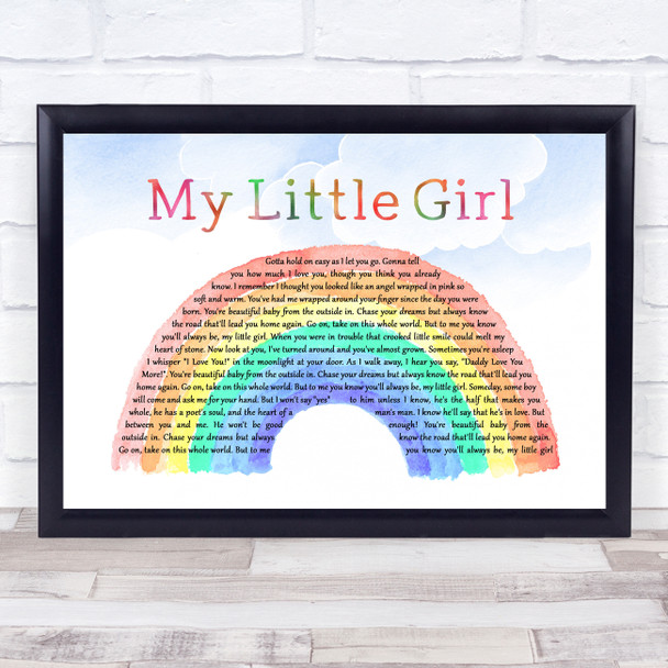 Tim McGraw My Little Girl Watercolour Rainbow & Clouds Song Lyric Quote Music Print