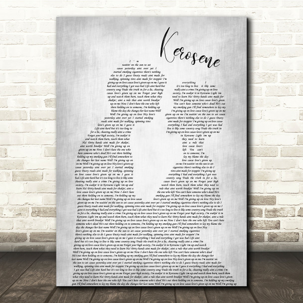 Miranda Lambert Kerosene Man Lady Bride Groom Wedding Grey Song Lyric Quote Music Print