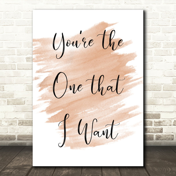 Watercolour Grease You're The One That I Want Song Lyric Quote Print