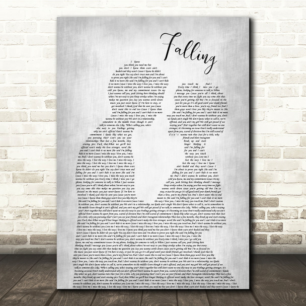 Krept & Konan Falling Man Lady Bride Groom Wedding Grey Song Lyric Quote Music Print