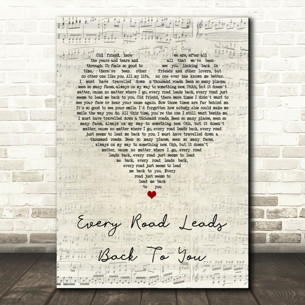 Bette Midler Every Road Leads Back To You Script Heart Song Lyric Quote Music Print