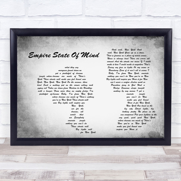 Alicia Keys Empire State Of Mind Man Lady Couple Grey Song Lyric Quote Music Print