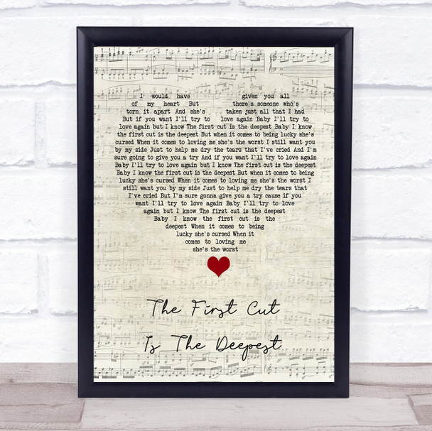 Rod Stewart The First Cut Is The Deepest Script Heart Song Lyric Quote Music Print