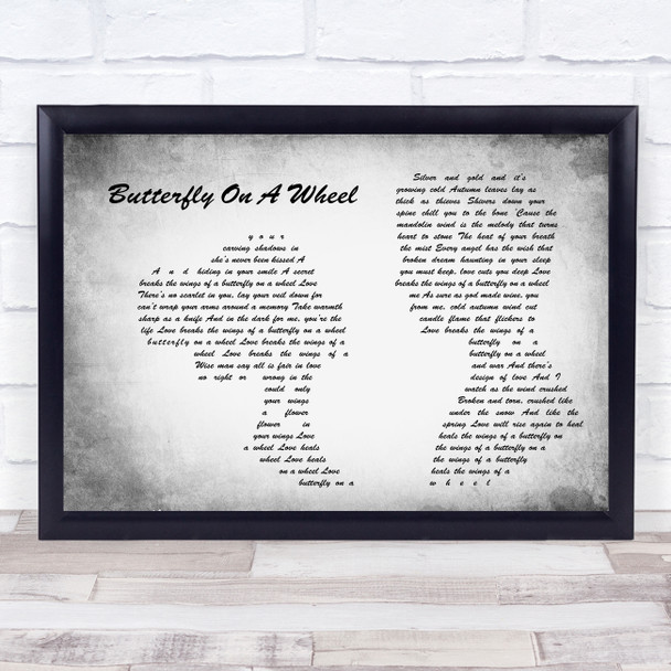 The Mission Butterfly On A Wheel Man Lady Couple Grey Song Lyric Quote Music Print