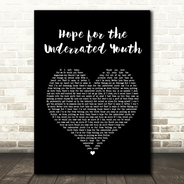 Yungblud Hope for the Underrated Youth Black Heart Song Lyric Quote Music Print