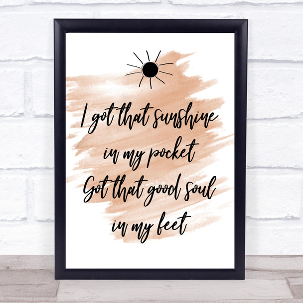 Watercolour Can't Stop The Feeling Justin Timberlake Song Lyric Quote Print
