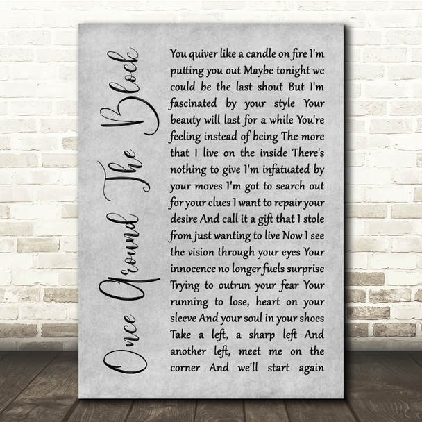 Badly Drawn Boy Once Around The Block Grey Rustic Script Song Lyric Quote Music Print