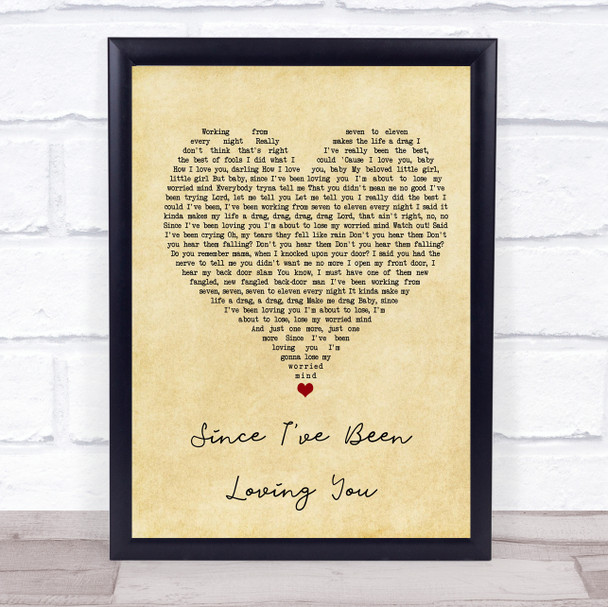 Led Zeppelin Since I've Been Loving You Vintage Heart Song Lyric Quote Music Print
