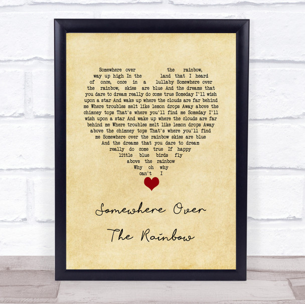 Eva Cassidy Somewhere over the rainbow Vintage Heart Song Lyric Quote Music Print
