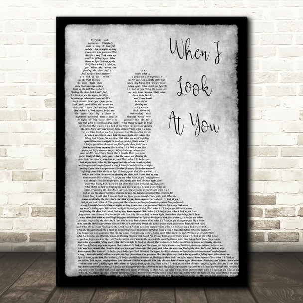 Miley Cyrus When I Look At You Grey Man Lady Dancing Song Lyric Quote Music Print