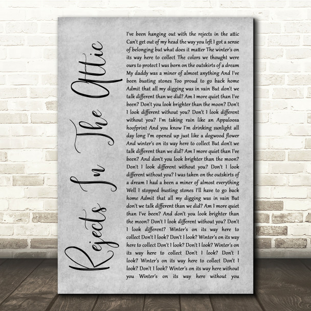 The Avett Brothers Rejects In The Attic Grey Rustic Script Song Lyric Quote Music Print