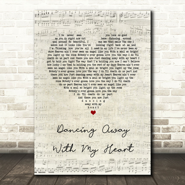Dillon Carmichael Dancing Away With My Heart Script Heart Song Lyric Quote Music Print