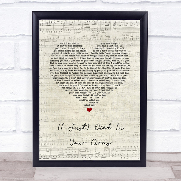 Cutting Crew (I Just) Died In Your Arms Script Heart Song Lyric Quote Music Print