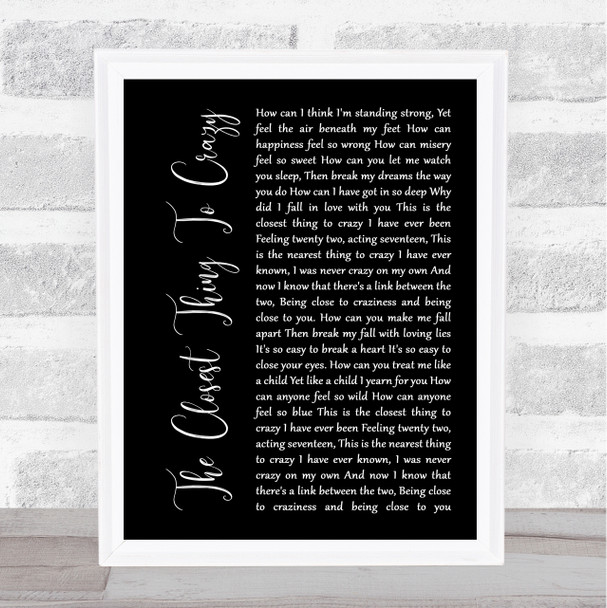 Katie Melua The Closest Thing To Crazy Black Script Song Lyric Quote Music Print