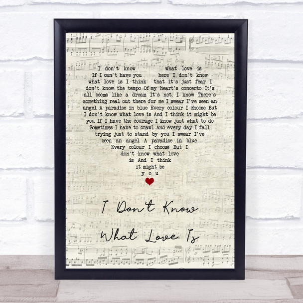 Lady Gaga & Bradley Cooper I Don't Know What Love Is Script Heart Song Lyric Quote Music Print