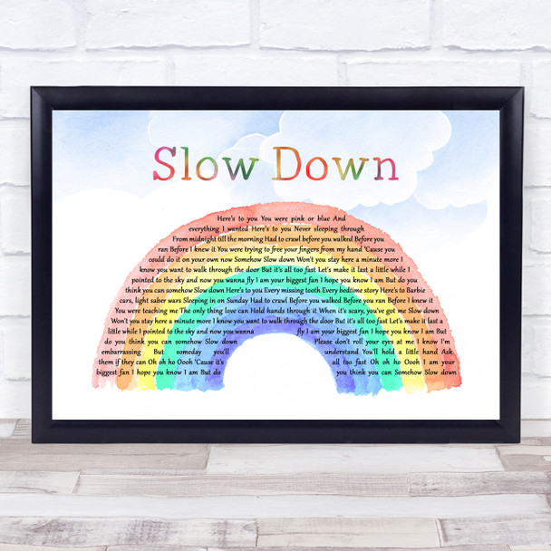 Nichole Nordeman Slow Down Watercolour Rainbow & Clouds Song Lyric Quote Music Print