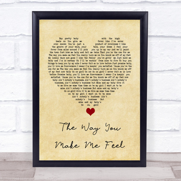 Michael Jackson The Way You Make Me Feel Vintage Heart Song Lyric Quote Music Print