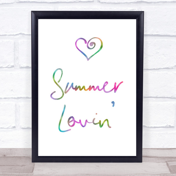 Rainbow Grease Summer Lovin' Song Lyric Quote Print