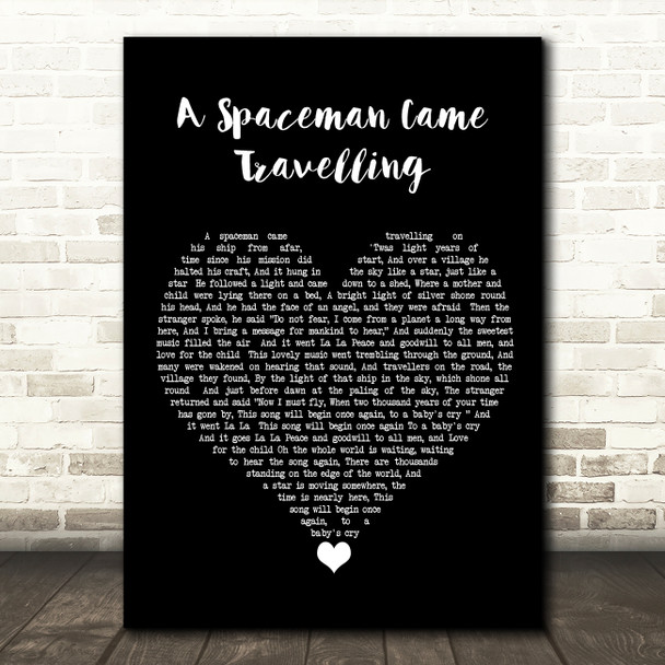 Chris De Burgh A Spaceman Came Travelling Black Heart Song Lyric Quote Music Print