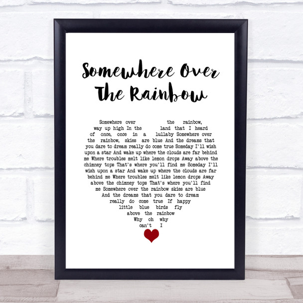 Eva Cassidy Somewhere over the rainbow White Heart Song Lyric Quote Music Print