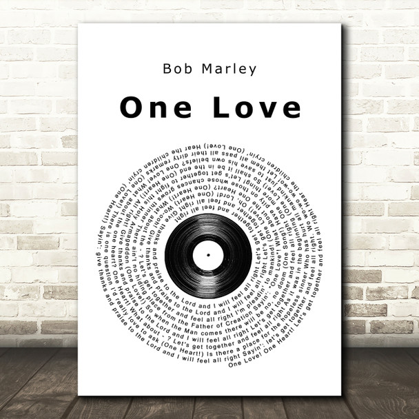 Bob Marley One Love People Get Ready Vinyl Record Song Lyric Quote Music Print
