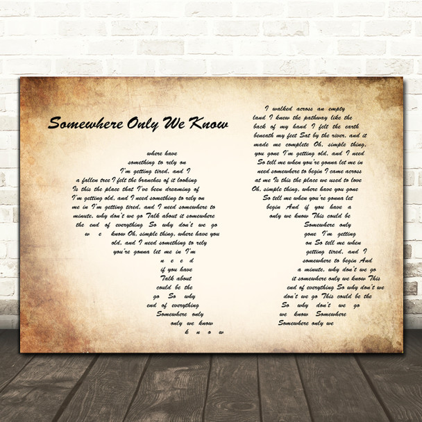 Keane Somewhere Only We Know Man Lady Couple Song Lyric Quote Music Print