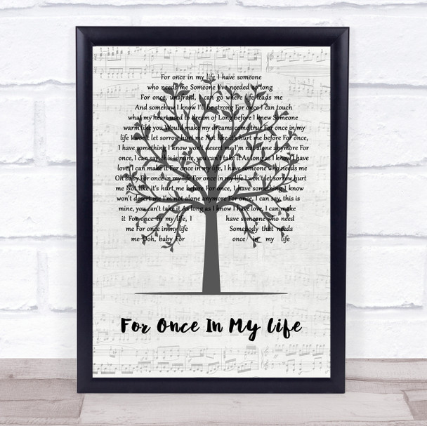 Stevie Wonder For Once In My Life Music Script Tree Song Lyric Quote Music Print