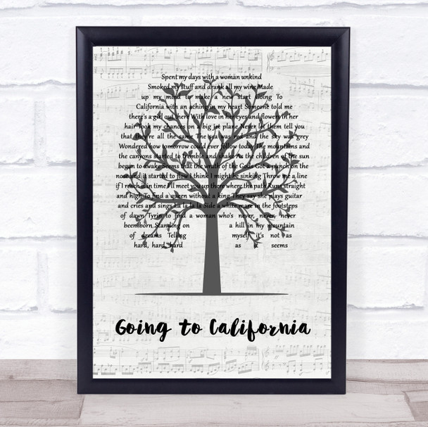 Led Zeppelin Going to California Music Script Tree Song Lyric Quote Music Print