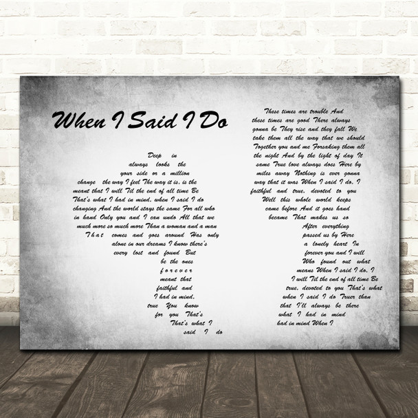 Clint Black When I Said I Do Man Lady Couple Grey Song Lyric Quote Music Print