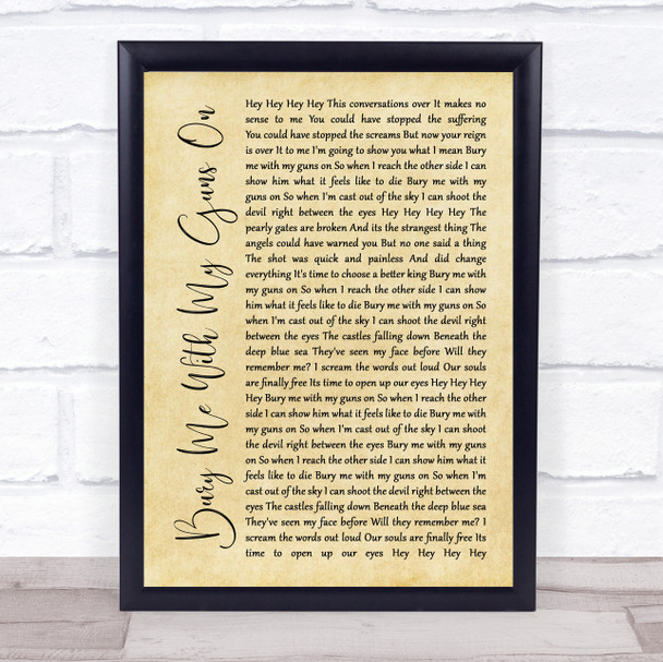 Bobaflex Bury Me With My Guns On Rustic Script Song Lyric Quote Music Print