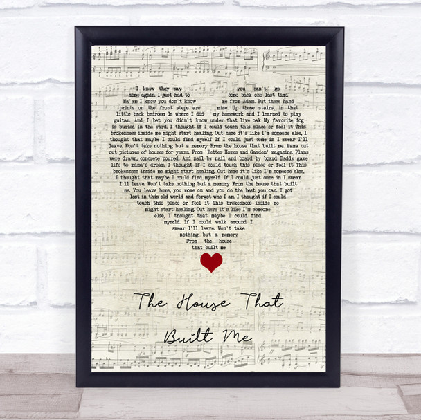 Miranda Lambert The House That Built Me Script Heart Song Lyric Quote Music Print