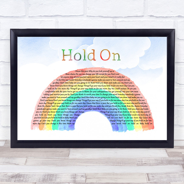 Wilson Phillips Hold On Watercolour Rainbow & Clouds Song Lyric Quote Music Print