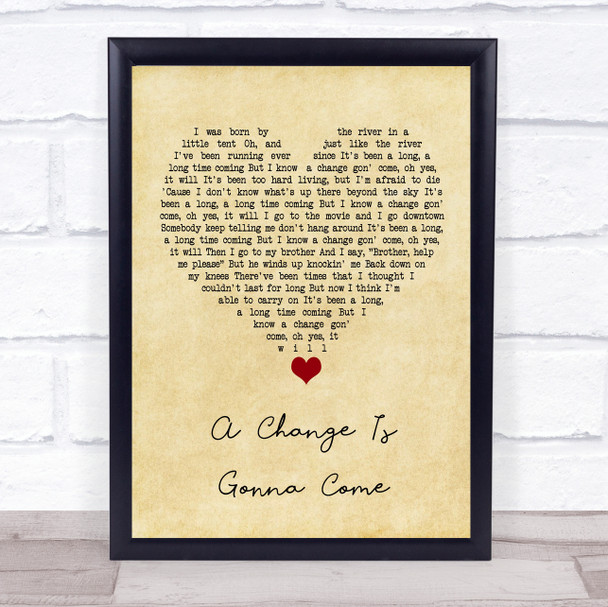 Sam Cooke A Change Is Gonna Come Vintage Heart Song Lyric Quote Music Print