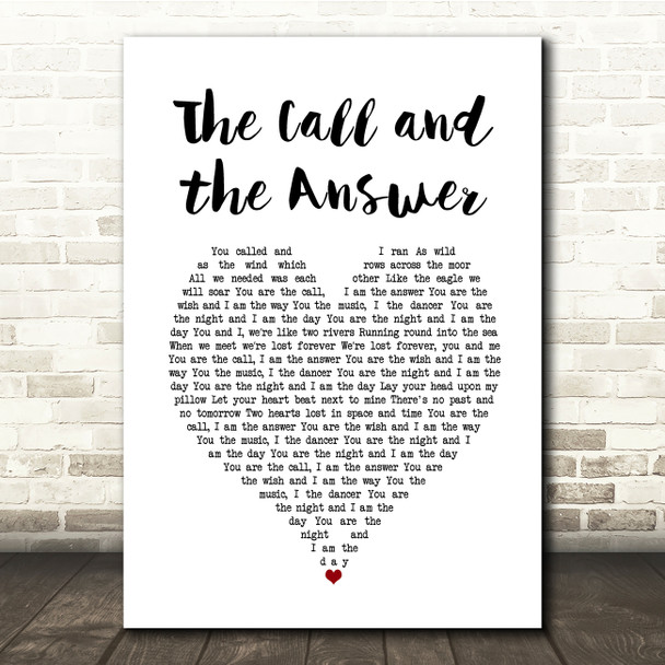 June and Phil Colclough The Call and the Answer White Heart Song Lyric Quote Music Print