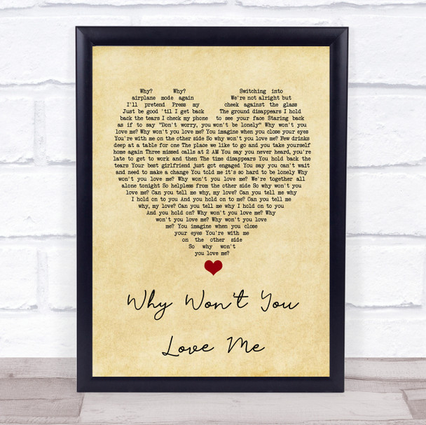 5 Seconds Of Summer Why Won't You Love Me Vintage Heart Song Lyric Quote Music Print