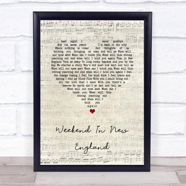 Barry Manilow Weekend In New England Script Heart Song Lyric Quote Music Print