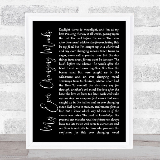 Paul Weller My Ever Changing Moods Black Script Song Lyric Quote Music Print