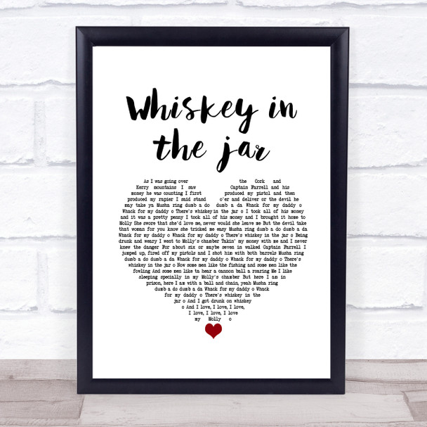 Thin Lizzy Whiskey in the jar 1973 White Heart Song Lyric Quote Music Print