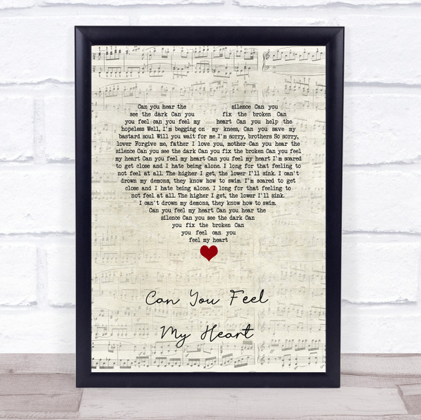 Bring Me The Horizon Can You Feel My Heart Script Heart Song Lyric Quote Music Print