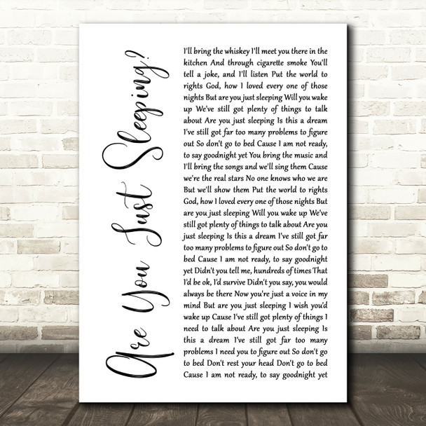 Sheridan Smith Are You Just Sleeping White Script Song Lyric Quote Music Print