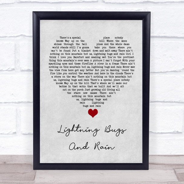 Whiskey Myers Lightning Bugs And Rain Grey Heart Song Lyric Quote Music Print